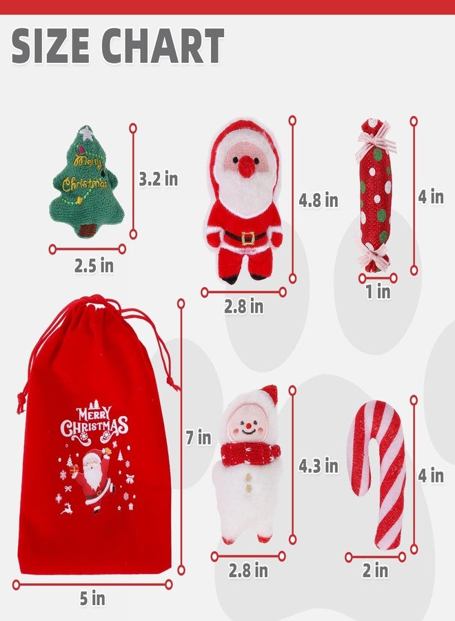 كولتيل مجموعة ألعاب كولتيل لعيد الميلاد للقطط، 5 قطع، لعبة سانتا كلوز ناعمة ومتينة على شكل شجرة عيد الميلاد محشوة بالنعناع البري الطبيعي، هدية تفاعلية مقاومة للعض لتنظيف أسنان القطط المنزلية والقطط الصغيرة - Image 2